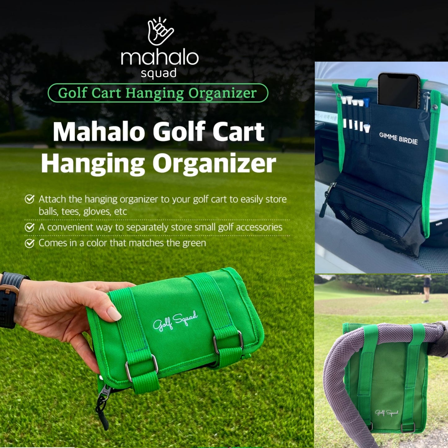 Cart Hanging Golf Bag Organizer, Gifts for Men & Women, Club Accessories Holder for Ball, Tee, Valuables, Glove, Marker Set, Divot Tool, Small Shag Pouch with Zipper Case