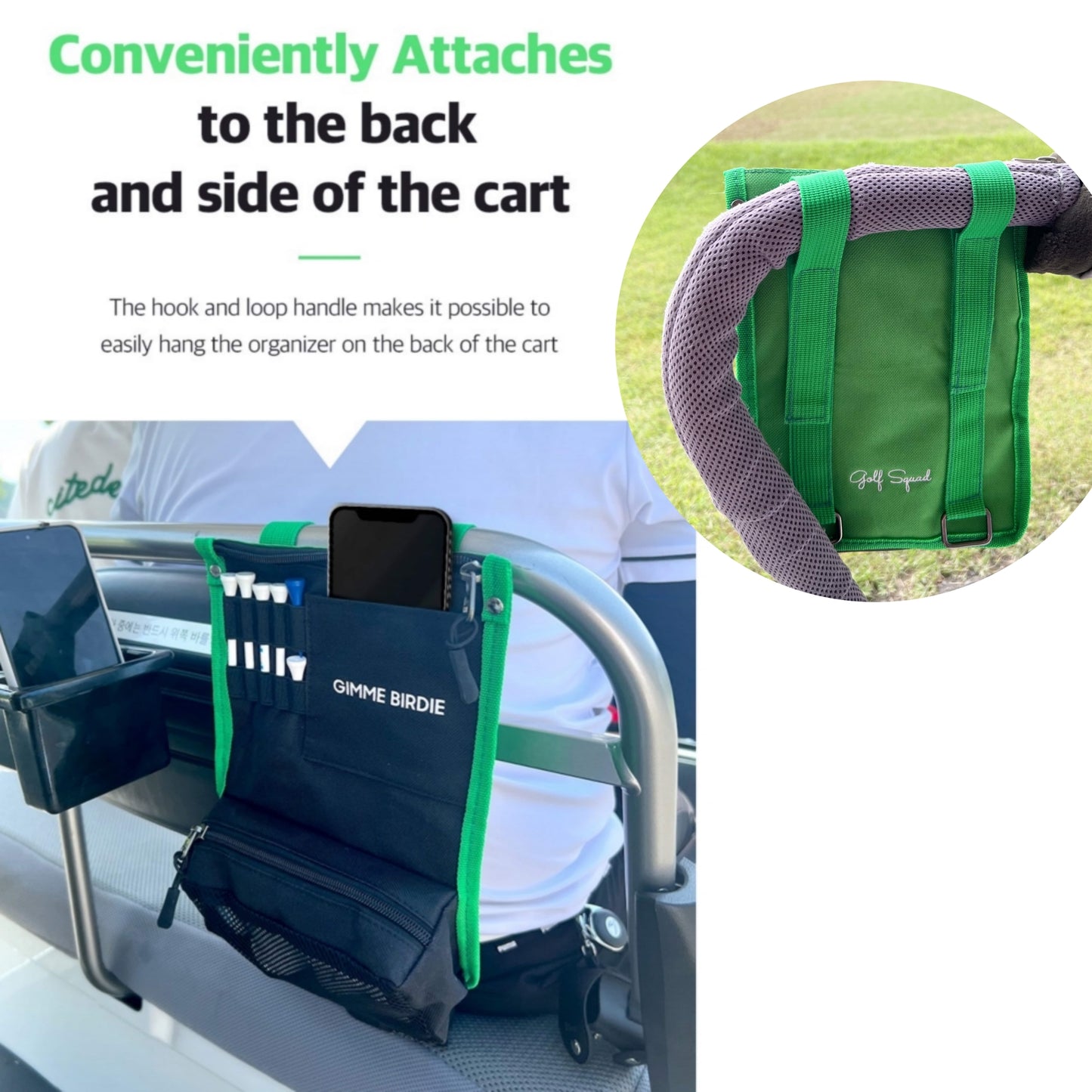 Cart Hanging Golf Bag Organizer, Gifts for Men & Women, Club Accessories Holder for Ball, Tee, Valuables, Glove, Marker Set, Divot Tool, Small Shag Pouch with Zipper Case