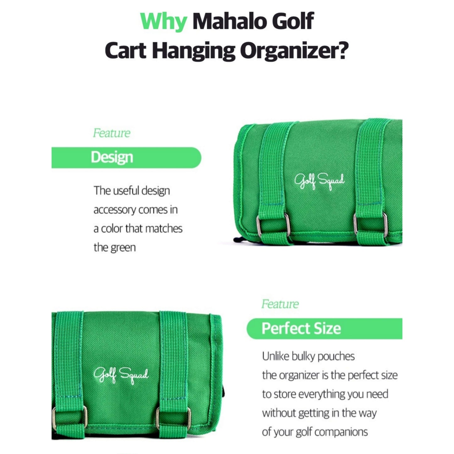 Cart Hanging Golf Bag Organizer, Gifts for Men & Women, Club Accessories Holder for Ball, Tee, Valuables, Glove, Marker Set, Divot Tool, Small Shag Pouch with Zipper Case